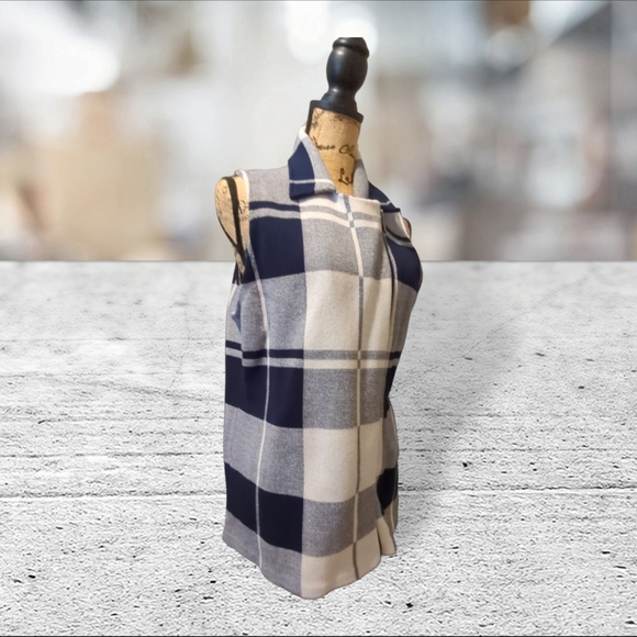 NWT chaps navy and white plaid vest jacket coat size L $30 OBO takes it - Picture 7 of 16